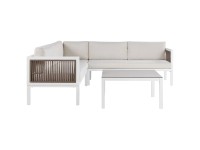 Beliani Lounge-Set Borello 4-Sitzer Linksseitig Aluminium Weiss
