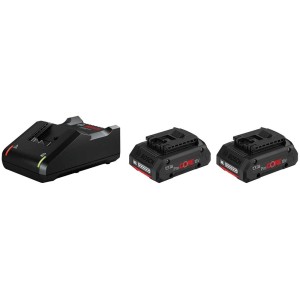 Kit de démarrage Bosch Professional avec 2 batteries (4 Ah) et chargeur.