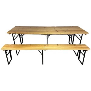 Set birreria pieghevole in legno e metallo, 3 pezzi, ideale per feste ed eventi.