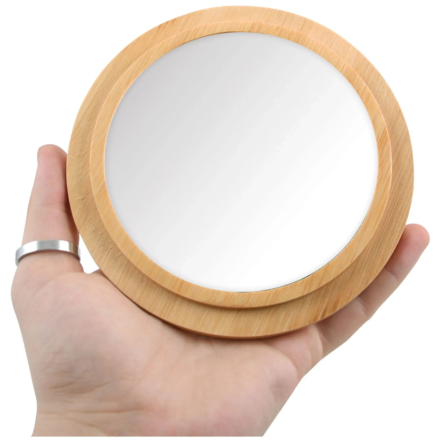 Spirella Kosmetikdose rund Bambus mit Spiegel Alais Holz  13 cm / Hhe 5 cm