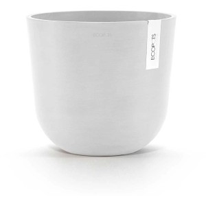 Vaso per piante Ecopots Oslo, bianco, Ø 25 cm, base arrotondata. Resistente al gelo e ai raggi UV.