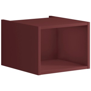 Meuble bas Bali, laqué rouge mat, 30x39,9x45,3 cm. Meuble de salle de bain avec compartiment ouvert.