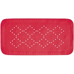 Rote Spirella Wanneneinlage Alaska, 71x36 cm, mit Saugnäpfen für sicheren Halt in der Badewanne.