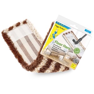 Housse de rechange Peggy Perfect Floor Hero en coton, rayée marron-beige, avec emballage. Pour parquets et bois.