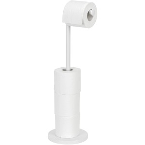 Distributeur de papier toilette Wenko 2en1 blanc avec rangement pour 4 rouleaux de rechange.
