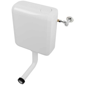 Réservoir de chasse apparent blanc Sanitop-Wingenroth avec technologie double touche pour WC au sol.