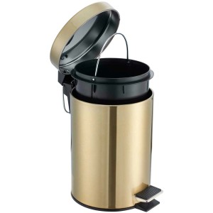 Cestino cosmetico Diaqua marrone aperto (3 l) in metallo con pedale e secchio interno rimovibile.