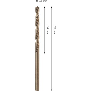 Punta elicoidale Bosch Pro Stainless Steel HSS-Co, 3,5 mm, per metallo.