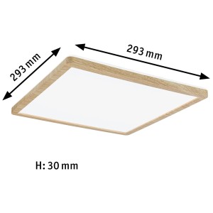 Panneau LED Paulmann Atria Shine aspect bois, 16W, 4000K, carré. Plafonnier avec rétroéclairage.