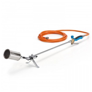 CFH Bruciatore PZ 6500: Diserbante termico con accensione piezoelettrica, tubo gas e supporto.