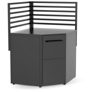 Cozze Rückwand für Outdoor-Küche Eckmodul Elements, mattschwarzes Aluminium.
