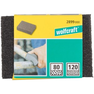 Blocco abrasivo Wolfcraft grana 80/120, adatto per legno, metallo e plastica.