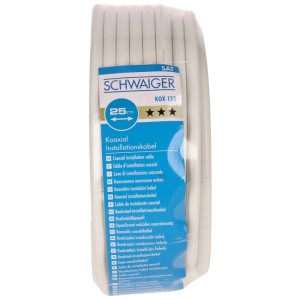 Câble coaxial Schwaiger, 5m, 135 dB, blanc, pour antennes et systèmes TV.