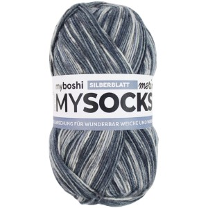 Laine Myboshi mysocks Merino Feuille d'argent, dégradé gris et blanc, 100g
