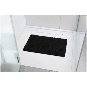 Schwarze Diaqua Duschmatte Noodles 40x60 cm in Dusche. Wanneneinlage mit Noppenstruktur.