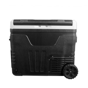 Glacière/congélateur Kibernetik KB50 noir/blanc avec roulettes. Glacière mobile 50 l pour camping & extérieur.