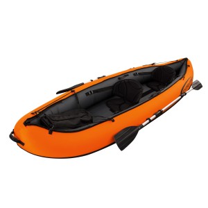Kayak orange Hydro-Force Ventura pour 2 personnes avec pagaies et sièges.