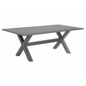 Grauer Beliani Gartentisch Cascais aus Aluminium, 200x105 cm, für 6 Personen.