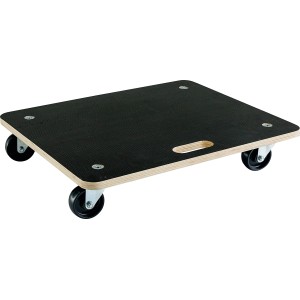 Planche de transport rectangulaire TER-400-L avec 4 roulettes, surface revêtue, capacité de charge 400 kg.