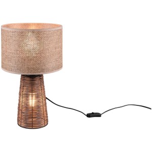 Lampada da tavolo Straw marrone con intreccio in paglia e attacco E27 per un'illuminazione d'atmosfera.