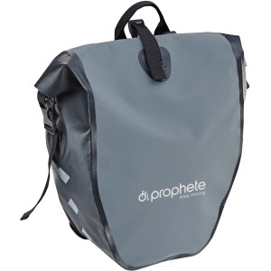 Borsa da bici Prophete grigia, impermeabile, volume 20L, con maniglia e catarifrangenti.