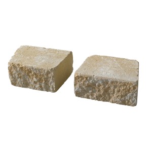 Deux pierres de mur Vigneto en grès jaune, 24x18x12 cm, pour un aménagement de jardin polyvalent.