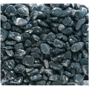 Gravier décoratif noir Nero Ebano, grain 3-8 mm, idéal pour jardin et aménagement paysager.