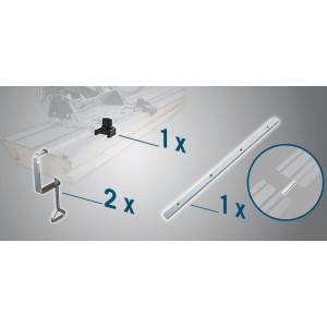 Kit accessori Scheppach per sega a immersione PL 55: connettore, 2 morsetti, antirimbalzo.