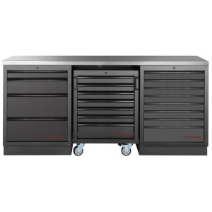 Kraftwerk Werkbank Mobilio 3er-Kombi Edelstahl