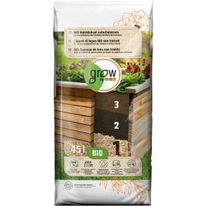 Sacco di cippato di legno BIO GROW by OBI, naturale, 45l, per pacciamatura e strato di base per aiuole rialzate.
