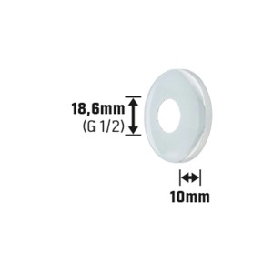 Rosetta in ottone cromato, 18,6x10 mm, per coprire i fori nel muro.