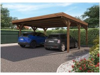 Alpholz Doppelcarport Victor Holz Druckimprägniert Braun B 604 cm x T 511 cm