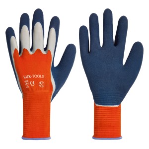 Guanti da lavoro LUX Super Grip taglia 10 con rivestimento in nitrile, blu/arancio.