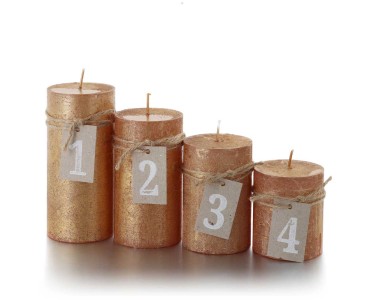 SET 4 PZ CANDELE AVVENTO ORO