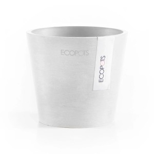 Pot de fleurs mini blanc Ecopots Amsterdam, 10,5x9cm, idéal pour l'intérieur.