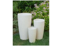 Beliani Blumentopf Abdera Hellbeige Rund (HxBxT) 42 x 23 x 23 cm