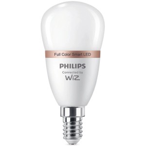 Lampadina LED Smart Philips, E14, forma a goccia, Tunable White & Color, controllabile.