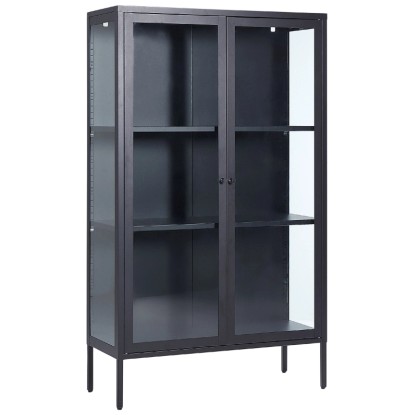 Beliani Vitrine Nash acier Noir (HxlxP) 150 x 90 x 35 cm