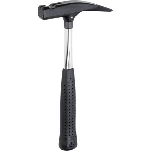 Marteau de charpentier Picard avec manche en tube d'acier, tête noire et porte-clou magnétique.