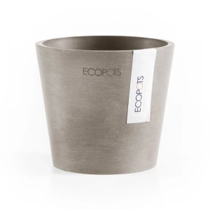 Pot de fleurs Ecopots Amsterdam Mini taupe, 10,5x9cm. Idéal pour l'intérieur et l'extérieur.