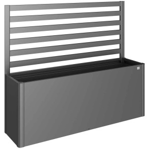 Grigliato Biohort per DaVinci misura 200 in grigio scuro metallizzato su aiuola rialzata in metallo.