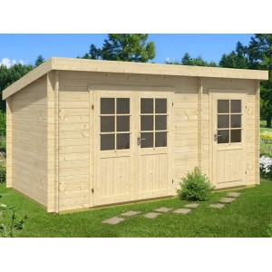 Abri de jardin en bois Alpholz Maria-28 non traité avec porte double et simple.