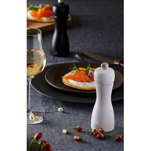 Ensemble de moulins à poivre et à sel Peugeot Tahiti, 15 cm, en bois de hêtre, noir et blanc.