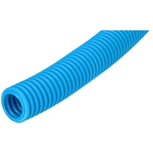 Gaine électrique ondulée bleue M25, 10m, en polypropylène pour installation de câbles.