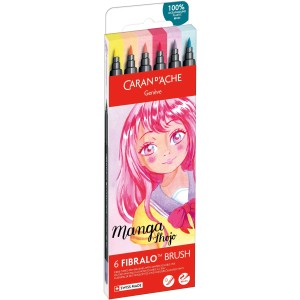 Caran d'Ache Fasermaler Fibralo Brush Manga Shojo 6er-Set