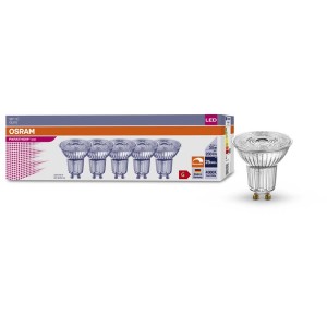Osram LED Reflector Par16, bianco freddo, dimmerabile, GU10, 3.4W, confezione da 5.
