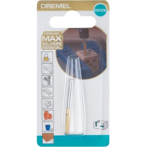 Fresa Dremel 9903DM Max in carburo di tungsteno per miniutensili, rivestita in nitruro di titanio.