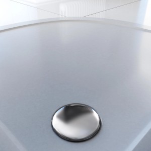 Receveur de douche Aurlane Pure, 90x90 cm, rond, blanc, en acrylique avec bonde de vidange.