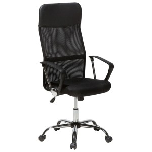 Chaise de bureau design Beliani noire avec accoudoirs et appui-tête.