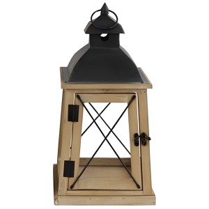 Lanterne en bois Samara naturelle, taille S, 40x20,5 cm, pour un éclairage d'ambiance intérieur et extérieur.